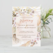 Invitation Boho Champagne Blush Terracotta Pampas Floral Invi (Debout devant)