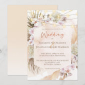 Invitation Boho Champagne Blush Terracotta Pampas Floral Invi (Devant / Derrière)