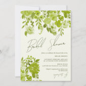 Invitation Boho chaux vert main peint à floral nuptiale douch (Devant)
