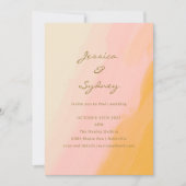 Invitation Boho Chic Abstrait Aquarelle rose Jaune Mariage (Devant)