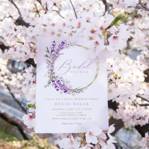 Invitation Boho Chic Aquarelle Lavande Fête des mariées flora