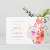 Invitation Boho Chic Aquarelle rose Orange Mariage (Debout devant)