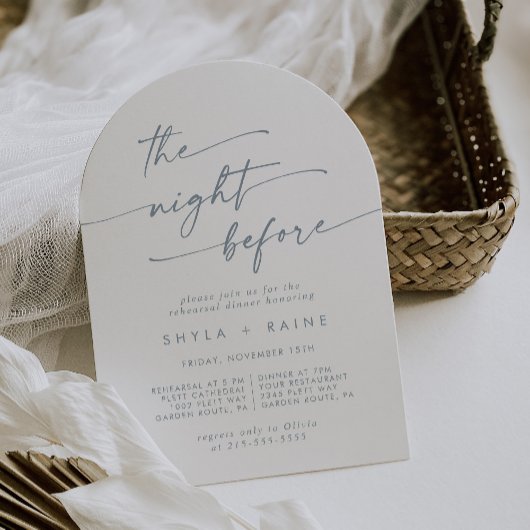 Invitation Boho Chic Ardoise Bleu Déjeuner de répétition