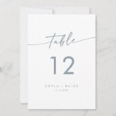 Invitation Boho Chic Ardoise Bleu Mariage Numéros de tableau (Devant)