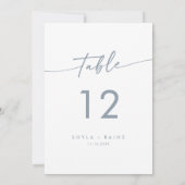 Invitation Boho Chic Ardoise Bleu Mariage Numéros de tableau (Dos)
