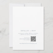 Invitation Boho Chic Ardoise Bleu QR Code Espagnol Mariage (Dos)