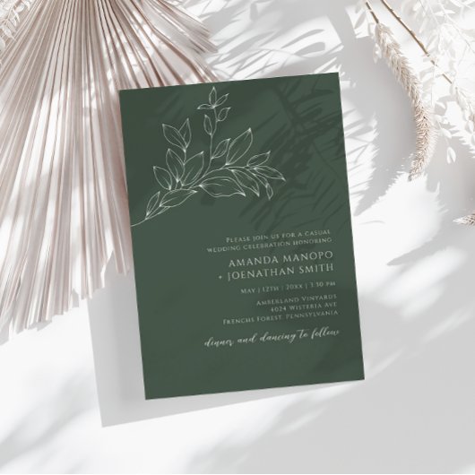 Invitation Boho Chic Automne Vert Sage Mariage