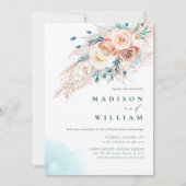 Invitation Boho Chic Beach Watercolor Mariage (Devant)