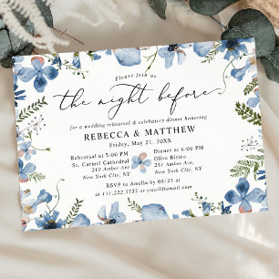 Invitation Boho Chic Bleu Botanique La Nuit Avant Le Mariage