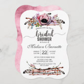 Invitation Boho Chic Blush Floral Douche nuptiale (Devant / Derrière)