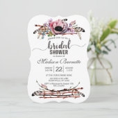Invitation Boho Chic Blush Floral Douche nuptiale (Debout devant)