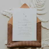 Invitation Boho Chic Blush Mariage Monogramme rose