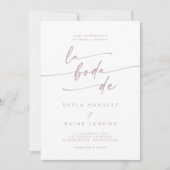 Invitation Boho Chic Blush Pink QR Code Espagnol Mariage (Devant)