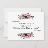Invitation Boho Chic Blush Pink Serez-vous ma femme d'honneur (Dos)