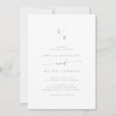 Invitation Boho Chic Blush rose Monogramme QR Code Mariage (Devant)