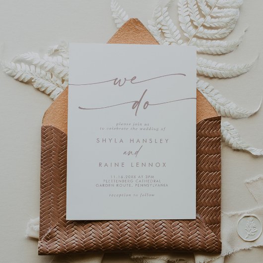 Invitation Boho Chic Blush Rose Nous faisons Mariage