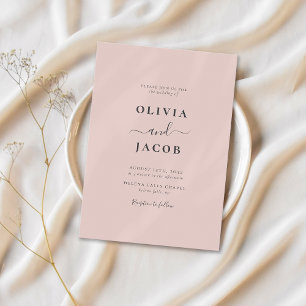 Invitation Boho Chic Bohemian Blush Pink Calligraphy Mariage