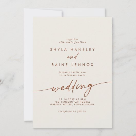 Invitation Boho Chic Bohemian Cream Mariage (Devant)