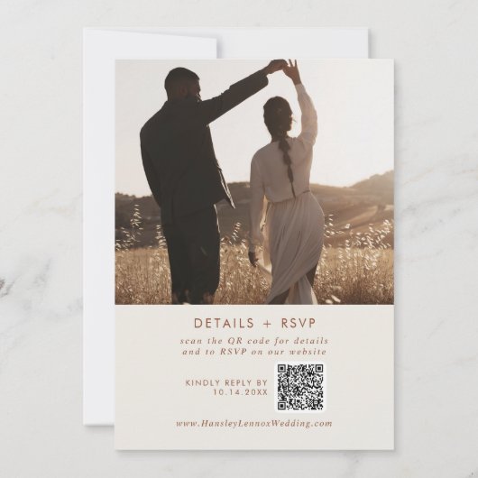Invitation Boho Chic Bohemian Cream Photo QR Code Mariage (Dos)