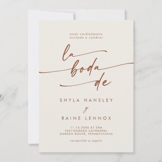 Invitation Boho Chic Bohemian Cream QR Code Mariage espagnol (Devant)