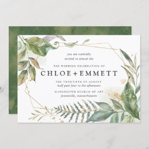 Invitation Boho Chic Botanique Or Mariage géométrique