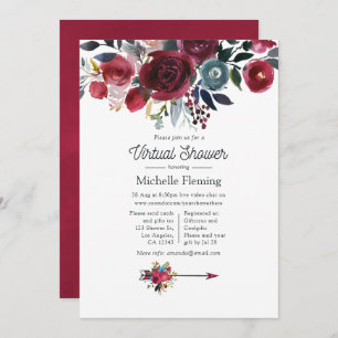 Invitation Boho Chic Bourgogne et Baby shower virtuel de la M