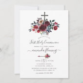 Invitation Boho Chic Bourgogne et Fleur Naval Première Commun (Devant)