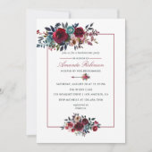 Invitation Boho Chic Bourgogne et Mariage de automne d'automn (Devant)