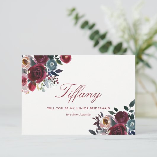 Invitation Boho Chic Bourgogne et Mariage de automne d'automn (Debout devant)