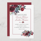 Invitation Boho Chic Bourgogne et Mariage de automne d'automn (Devant / Derrière)