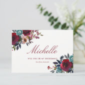 Invitation Boho Chic Bourgogne et Mariage de automne d'automn (Debout devant)