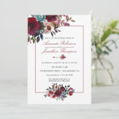 Invitation Boho Chic Bourgogne et Mariage de automne d'automn (Debout devant)