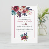Invitation Boho Chic Bourgogne et Mariage de automne d'automn (Debout devant)