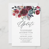 Invitation Boho Chic Bourgogne et Mariage floral de la Marine (Devant)