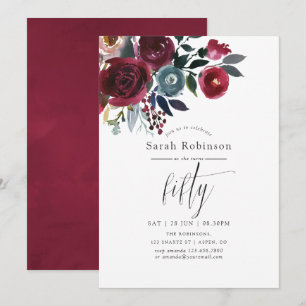 Invitation Boho Chic Bourgogne et Marine Fête d'anniversaire