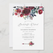 Invitation Boho Chic Bourgogne et Nuit Bachelorette Week-end (Devant)