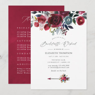 Invitation Boho Chic Bourgogne et Nuit Enterrement de Vie de 