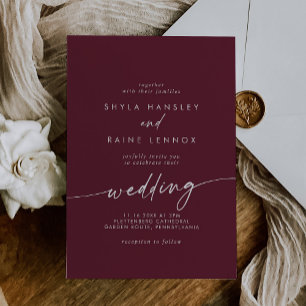 Invitation Boho Chic Bourgogne Mariage rouge