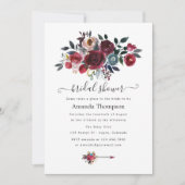 Invitation Boho Chic Bourgogne & Marine floral Brunch et Bubb (Devant)