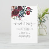 Invitation Boho Chic Bourgogne & Marine floral Brunch et Bubb (Debout devant)