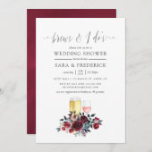 Invitation Boho Chic Bourgogne & Navy brasse avant le I Do (Devant / Derrière)