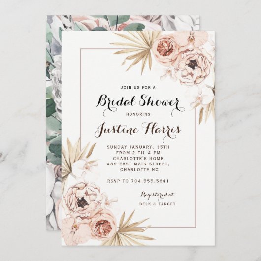 Invitation Boho Chic Bridal Shoe (Devant / Derrière)