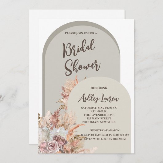 Invitation Boho Chic Bridal Shower (Devant / Derrière)