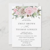 Invitation Boho Chic Brown Rose Sage Vert Floral Mariage (Devant)
