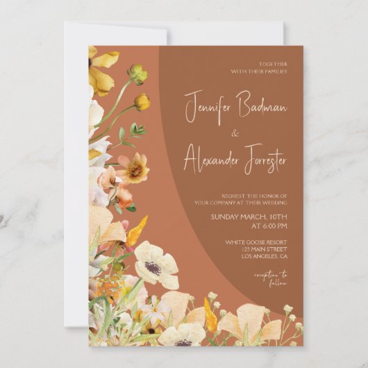 Invitation Boho Chic Brûlé Orange Rust Terracotta Mariage (Devant)