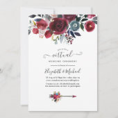 Invitation Boho Chic Burgundy et Navy floral Mariage virtuel (Devant)