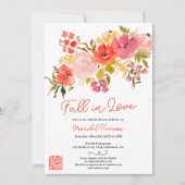 Invitation Boho chic chute florale en amour jolie douche nupt (Devant)