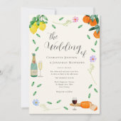 Invitation Boho Chic Citron Fleur Sauvage Mariage d'Été (Devant)