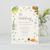Invitation Boho Chic Citron Fleur Sauvage Mariage d'Été (Debout devant)