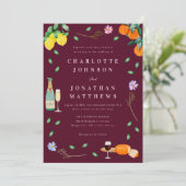 Invitation Boho Chic Citron Rustique Bourgogne Rose Mariage (Debout devant)